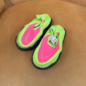 Kids Neon Green & Pink Mesh Water Shoes with Traction Sole